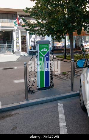 Stazione di ricarica per veicoli elettrici Budapest, Ungheria Foto Stock