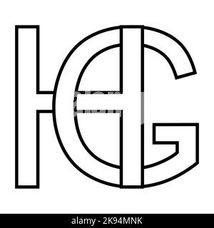Logo Hg icona gh, lettere interlacciate nft g h Illustrazione Vettoriale