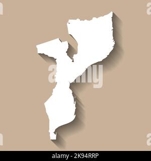 Sagoma della mappa vettoriale del paese del Mozambico Illustrazione Vettoriale