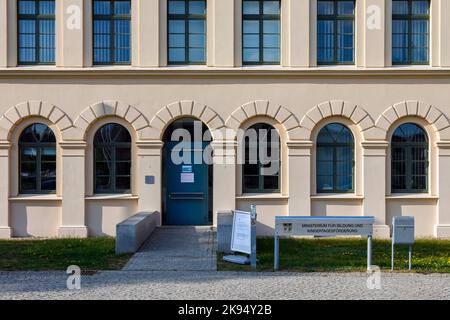 Ministero dell'Educazione e dell'Assistenza diurna per i bambini dello Stato del Meclemburgo-Pomerania occidentale, con sede nel Marstall di Schwerin Foto Stock