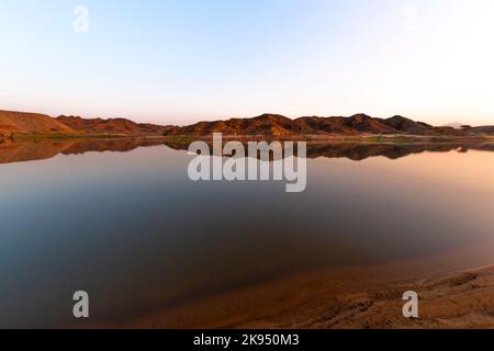 Diga di Wadi Buraq dagli Emirati Arabi Uniti Foto Stock