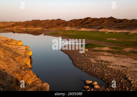 Diga di Wadi Buraq dagli Emirati Arabi Uniti Foto Stock