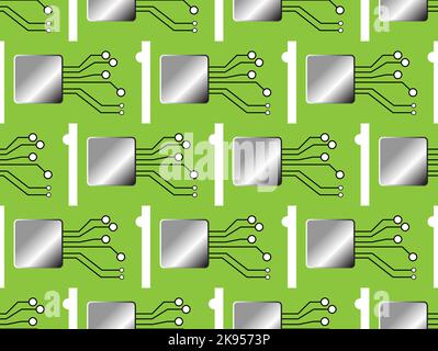 Texture vettoriale senza giunture realizzata con componenti PCB Illustrazione Vettoriale