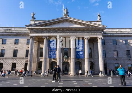 Irlanda Eire Dublin o'Connell Street Ufficio postale Generale GPO costruito 1814 - 1818 architetto Francis Johnston greco Revival esastyle facciata portico Foto Stock