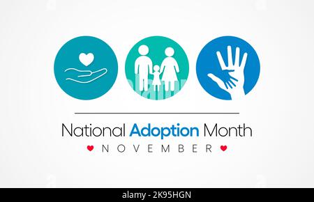 Il mese nazionale di adozione è osservato ogni anno nel mese di novembre. Illustrazione vettoriale Illustrazione Vettoriale