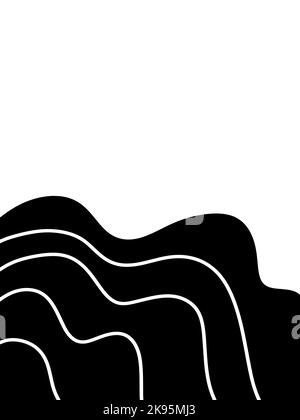 Forme curve ondulate nere - ideali per line art, montaggio, sovrapposizione, motivo, creazione di contrassegni o texture. Illustrazione Vettoriale
