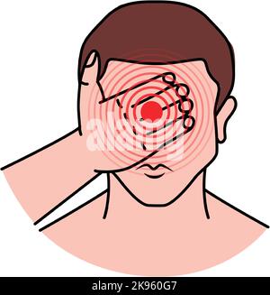 Cefalea umana. Dolore e lesioni alla testa umana. Illustrazione vettoriale. Dolore alla testa umano, malattia cerebrale, mal di testa, emicrania Illustrazione Vettoriale