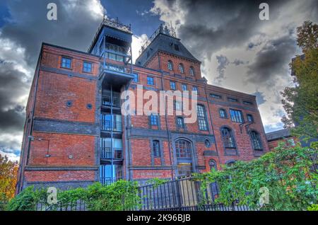 Old Greenall Brewery, Wilderspool, Warrington, Cheshire, Inghilterra, REGNO UNITO Foto Stock