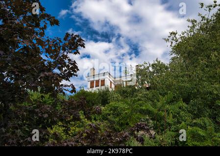 Architettura tradizionale in un villaggio di Monte Pelion, villaggio di Milies, Grecia. Foto Stock