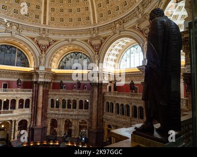 La Sala Grande della Biblioteca del Congresso, edificio Thomas Jefferson a Washington, DC. Foto di Francis Specker Foto Stock