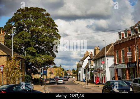 Godmanchester, Huntingdonshire, Cambridgeshire, Inghilterra. Negozi del villaggio lungo il Causeway Foto Stock