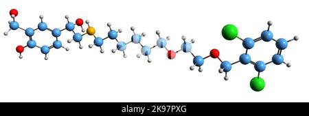 3D immagine di Vilanterol formula scheletrica - struttura chimica molecolare del broncodilatatore ultra-LABA isolato su sfondo bianco Foto Stock