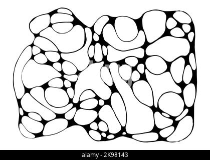 Illustrazione vettoriale dello schizzo di linee neurografiche. Astratto caotico sfondo di curve ondulate. Neuroart monocromatico disegnato a mano. Disegno cerebrale destro. C Illustrazione Vettoriale