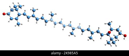 3D immagine della formula scheletrica anterossantina - struttura chimica molecolare dell'intermedio del ciclo xantofilla isolato su sfondo bianco Foto Stock