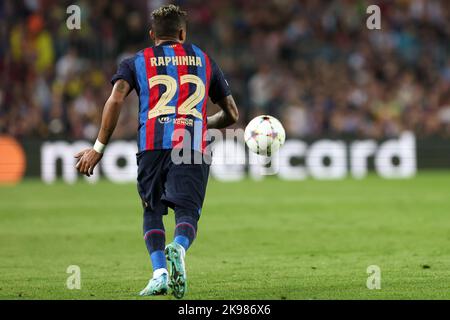 Barcellona, Spagna. 26/10/2022, Raphinha del FC Barcelona durante la partita della UEFA Champions League tra il FC Barcelona e il FC Bayern Munchen allo Spotify Camp Nou di Barcellona, Spagna. Foto Stock