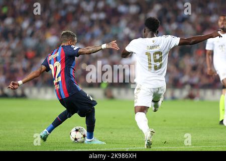 Barcellona, Spagna. 26/10/2022, Raphinha del FC Barcelona durante la partita della UEFA Champions League tra il FC Barcelona e il FC Bayern Munchen allo Spotify Camp Nou di Barcellona, Spagna. Foto Stock