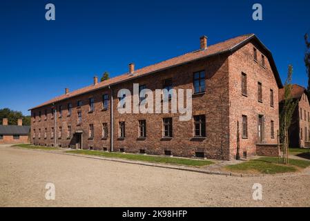 Edifici all'interno dell'ex campo di concentramento nazista di Auschwitz i, Auschwitz, Polonia. Foto Stock