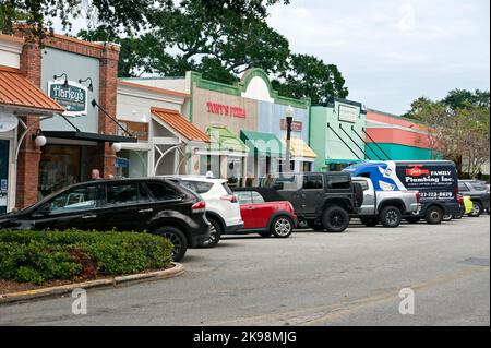 Principale strada dello shopping a Dunedin, Florida, Stati Uniti. Foto Stock