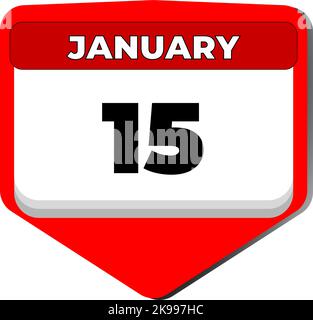 15 gennaio icona vettore giorno di calendario. 15 gennaio. Quindicesimo giorno di gennaio. 15th numero di data. calendario di 15 giorni. Quindici data Illustrazione Vettoriale