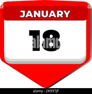 18 gennaio icona vettore giorno di calendario. 18 gennaio. Diciottesimo giorno di gennaio. 18th numero di data. calendario di 18 giorni. Diciotto date Illustrazione Vettoriale