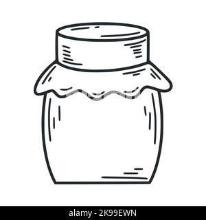 Carino vaso di marmellata o miele Doodle illustrazione Illustrazione Vettoriale