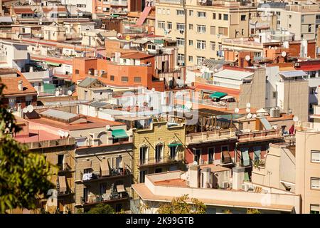 Catalonia capitale Barcellona in Spagna. Edifici sullo skyline della città Foto Stock
