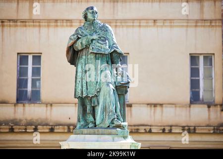 Città portuale Ajaccio capitale della Corsica, isola francese nel Mar Mediterraneo. Joseph Fesch, statua del Principe di Francia al Musée Fesch Foto Stock