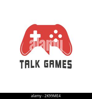 Game Stick Template design talk vector game logo, tecnologia digitale, moderno, intrattenimento. Gioco divertente Illustrazione Vettoriale