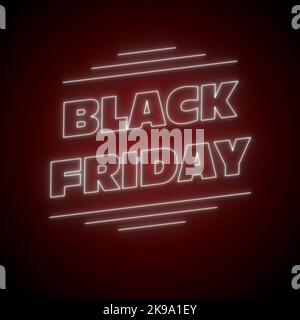 Black Friday - caratteri al neon al centro delle righe - 3D Illustrazione Foto Stock