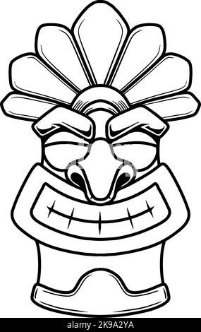 Illustrazione di tiki idol in stile monocromatico. Elemento di design per poster, scheda, banner, emblema, cartello. Illustrazione vettoriale Illustrazione Vettoriale