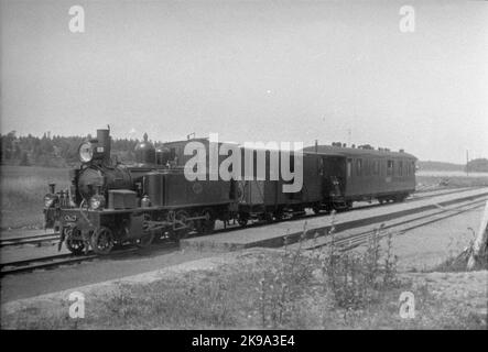 Stoccolma - Ferrovia Roslagen, SRJ Lok 11 'Scehbo' demolita nel 1939. In treno Hallstavik - Rimbo, Foto Stock