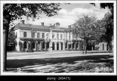 Stazione di Karlskrona vista dal lato della strada. Foto Stock