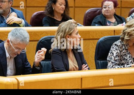 Raquel Sanchez Jimenez. Ministro dei trasporti, della mobilità e dell'agenda urbana. Al Senato di Spagna. MADRID, SPAGNA - 18 OTTOBRE 2022. Foto Stock