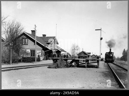 Locomotiva a vapore appartenente alle Ferrovie di Stato, SJA 347, presso la stazione di Igelstorp. Foto Stock