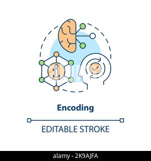 Codifica delle informazioni nell'icona del concetto cerebrale Illustrazione Vettoriale