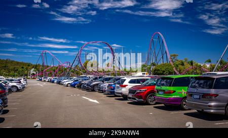 Gold Coast, Queensland, Australia - Parcheggio occupato al parco a tema Movie World Foto Stock