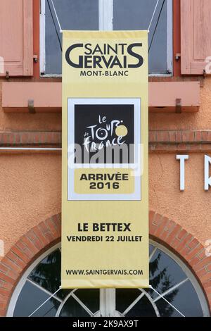 Tram del Monte Bianco. Le Tour de France. Vendredi 22 juillet 2016. Saint-Gervais-les-Bains. Alta Savoia. Auvergne-Rhône-Alpi. Francia. Europa. Foto Stock