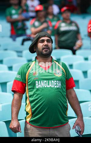 Sydney Cricket Ground, NSW, Austraina. 27th Ott 2022. T20 International cricket Sud Africa contro Bangladesh World Cup; Bangladesh fan stand to Attention Credit: Action Plus Sports/Alamy Live News Foto Stock