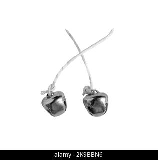 Silver christmas jingle campane isolato su sfondo bianco Foto Stock