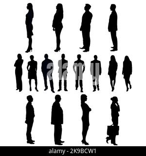 Silhouette Gruppo di persone in piedi Illustrazione Vettoriale