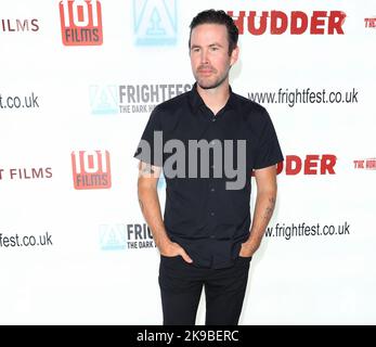 Il regista e attore americano Zach Cregger partecipa alla prima di 'Barbaran' al Arrow FrightFest tenutosi a Cineworld Leicester Square a Londra. Ha wa Foto Stock