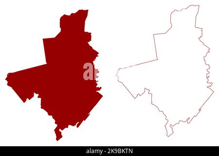 Fenland Distretto non-metropolitano (Regno Unito di Gran Bretagna e Irlanda del Nord, contea cerimoniale Cambridgeshire o Cambs, Inghilterra) mappa vecto Illustrazione Vettoriale