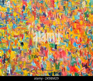 Colore della vita. Umore espressionista, texture Pennello disegnato olio colorato e vivace su tela. Foto Stock