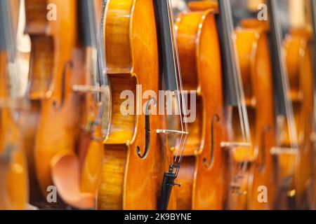 Italia, Lombardia, Cremona, Cremona Musica Mostra Internazionale e Festival 2022, Violins Standing Foto Stock