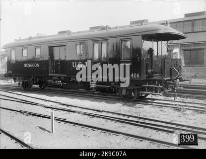 Uppsala - Ferrovia Gävle, UGJ F 406. Carrello incorporato Linköping 1916. Foto Stock