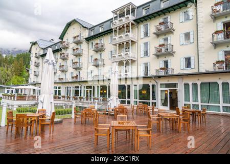 Fuori dal resort di lusso Cristallo Hotel a Cortina Foto Stock