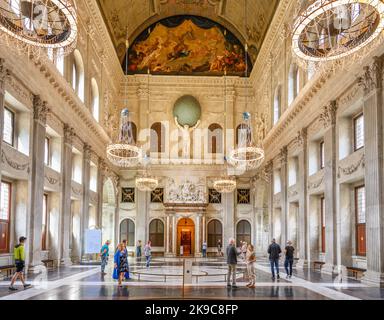 All'interno del Palazzo reale di Amsterdam (Koninklijk Paleis Amsterdam), Piazza Dam, Amsterdam, Paesi Bassi Foto Stock