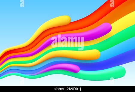 Arcobaleno onda nel cielo, banner d'arte. Illustrazione vettoriale Illustrazione Vettoriale