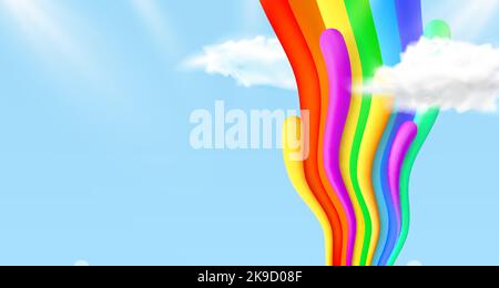 Arcobaleno onda nel cielo, banner d'arte. Illustrazione vettoriale Illustrazione Vettoriale