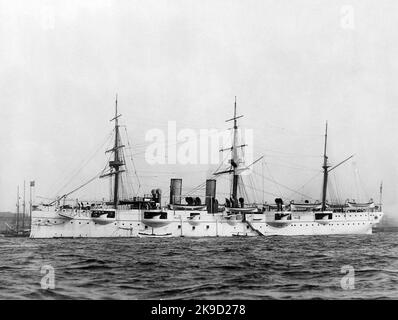 La USS Newark (C-1) fu un incrociatore protetto della Marina degli Stati Uniti, l'ottavo incrociatore protetto lanciato dagli Stati Uniti.1891 Foto Stock